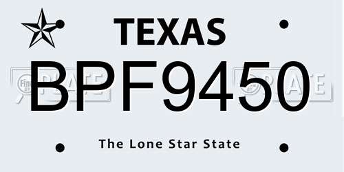 BPF9450 Texas License Plate