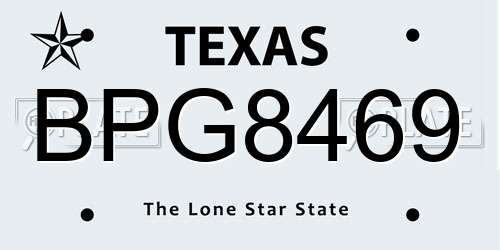 BPG8469 Texas License Plate