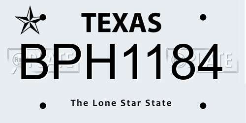 BPH1184 Texas License Plate