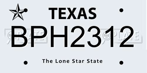BPH2312 Texas License Plate