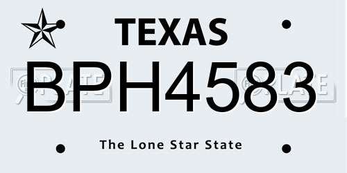 BPH4583 Texas License Plate