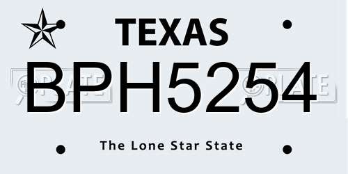 BPH5254 Texas License Plate