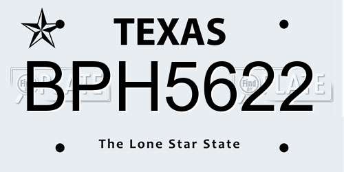 BPH5622 Texas License Plate