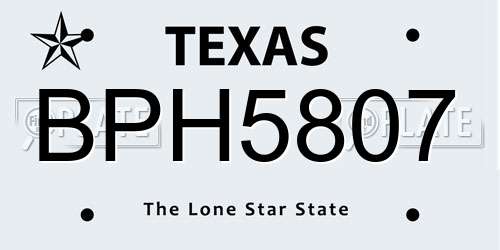BPH5807 Texas License Plate