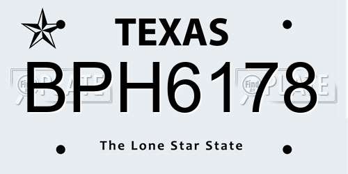BPH6178 Texas License Plate