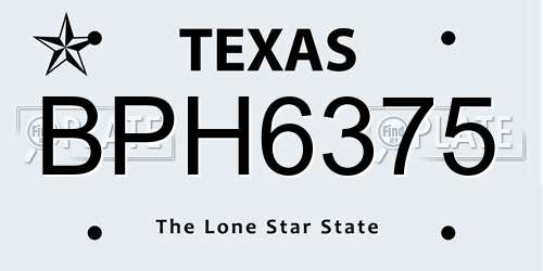 BPH6375 Texas License Plate