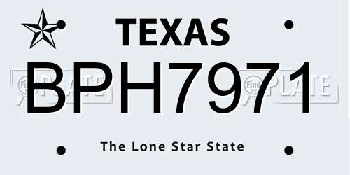 BPH7971 Texas License Plate