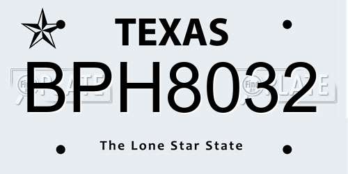 BPH8032 Texas License Plate