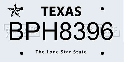 BPH8396 Texas License Plate