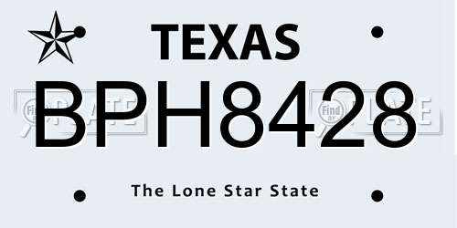 BPH8428 Texas License Plate