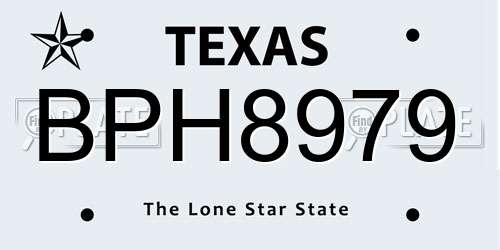 BPH8979 Texas License Plate