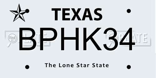 BPHK34 Texas License Plate