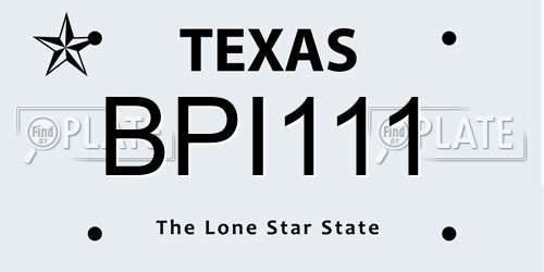 BPI111 Texas License Plate