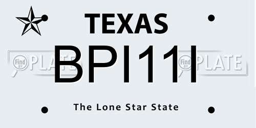 BPI11I Texas License Plate
