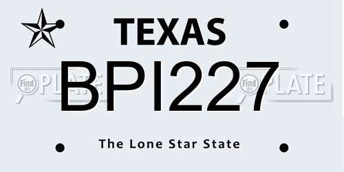 BPI227 Texas License Plate