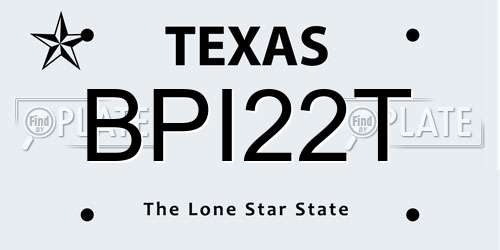 BPI22T Texas License Plate