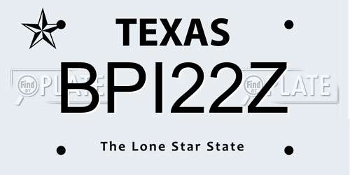 BPI22Z Texas License Plate