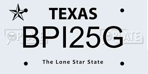 BPI25G Texas License Plate