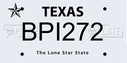 BPI272 Texas License Plate