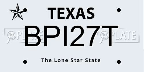 BPI27T Texas License Plate