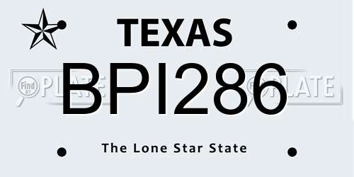 BPI286 Texas License Plate