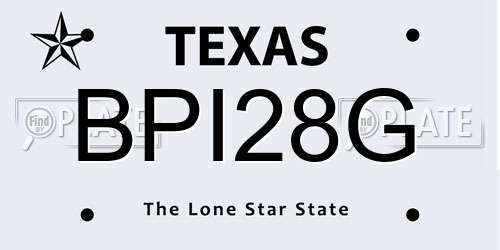 BPI28G Texas License Plate