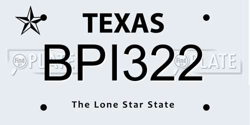 BPI322 Texas License Plate