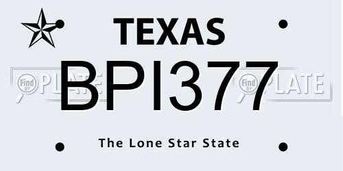 BPI377 Texas License Plate