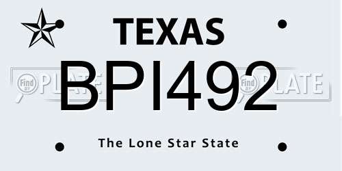 BPI492 Texas License Plate