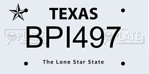 BPI497 Texas License Plate