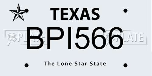 BPI566 Texas License Plate