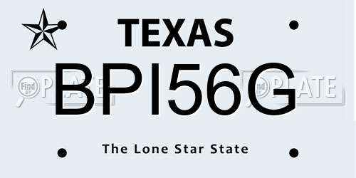 BPI56G Texas License Plate