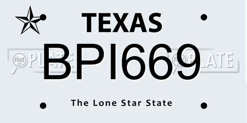 BPI669 Texas License Plate
