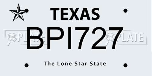 BPI727 Texas License Plate