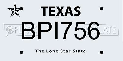 BPI756 Texas License Plate