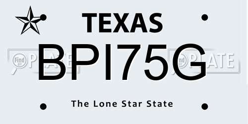 BPI75G Texas License Plate