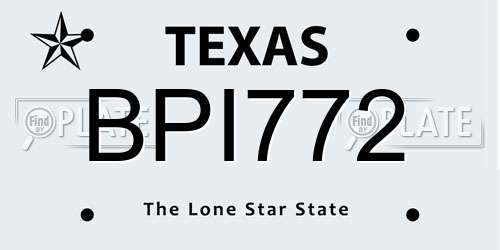 BPI772 Texas License Plate