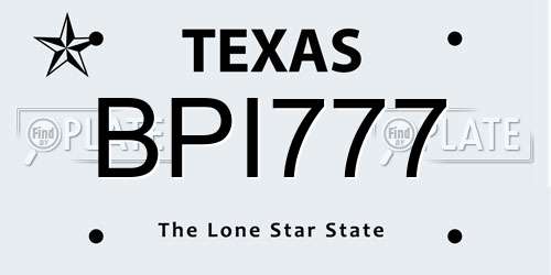 BPI777 Texas License Plate