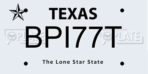 BPI77T Texas License Plate