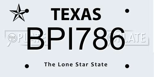 BPI786 Texas License Plate