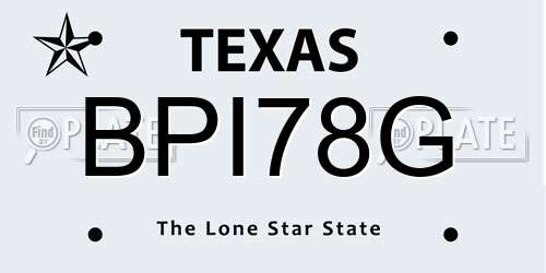 BPI78G Texas License Plate