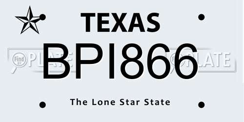 BPI866 Texas License Plate