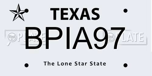 BPIA97 Texas License Plate