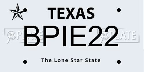 BPIE22 Texas License Plate