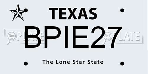 BPIE27 Texas License Plate