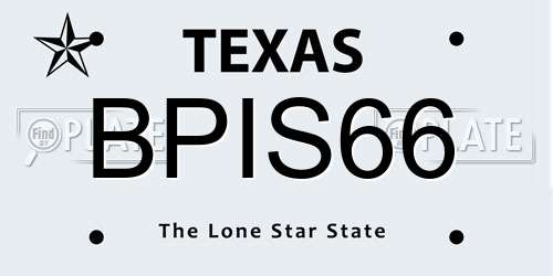 BPIS66 Texas License Plate