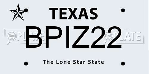 BPIZ22 Texas License Plate