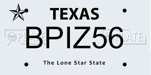 BPIZ56 Texas License Plate