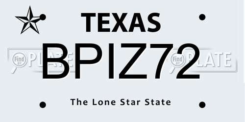 BPIZ72 Texas License Plate