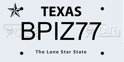 BPIZ77 Texas License Plate